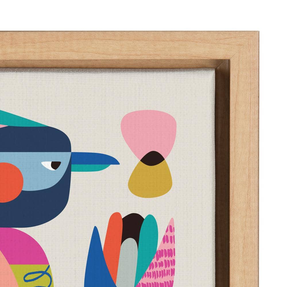 Mid Century Modern Kookaburra Abstract Animal Canvas Art, 27x22 Natural