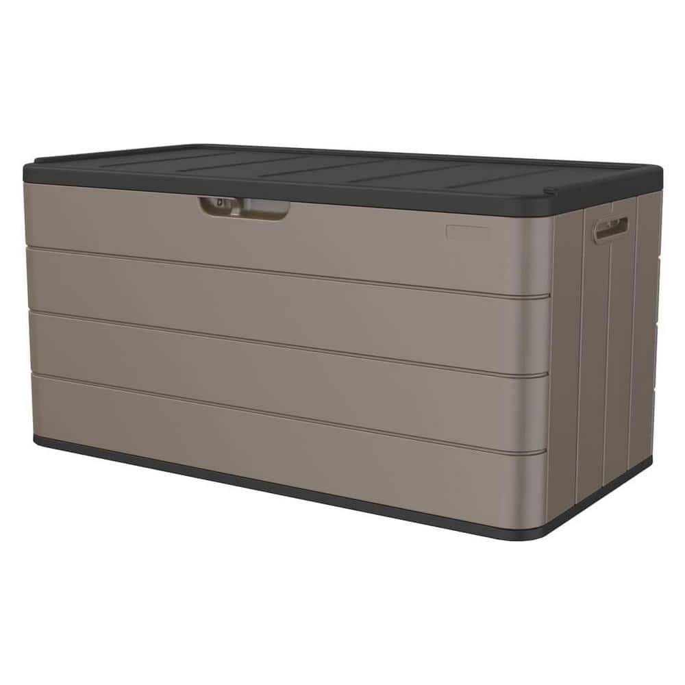 110 Gal. Brown Waterproof Resin Deck Box with Lockable Lid