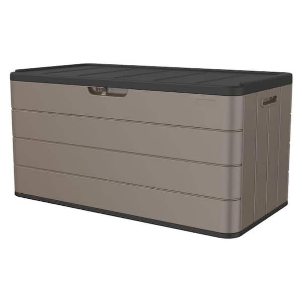 110 Gal. Brown Waterproof Resin Deck Box with Lockable Lid