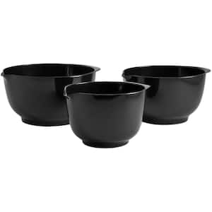 2, 3 and 4 l Melamine Mixing Bowl Set in Black (Set of 3)