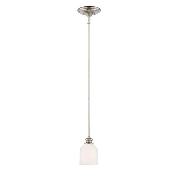 Savoy House Melrose 5 in. 1-Light Satin Nickel Mini Pendant with Soft White  Opel Etched Glass Shade 7-6834-1-SN - The Home Depot