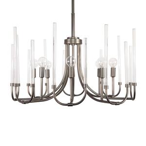 8-Light Industrial Satin Copper Bronze Chandelier with Clear Glass Rods For Dining Rooms