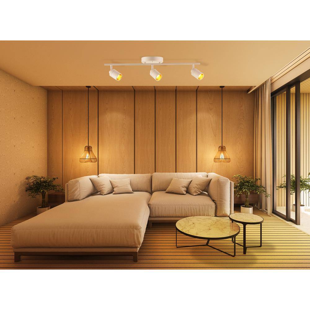 Shura White and Gold 3-Light LED Track Lighting Kit