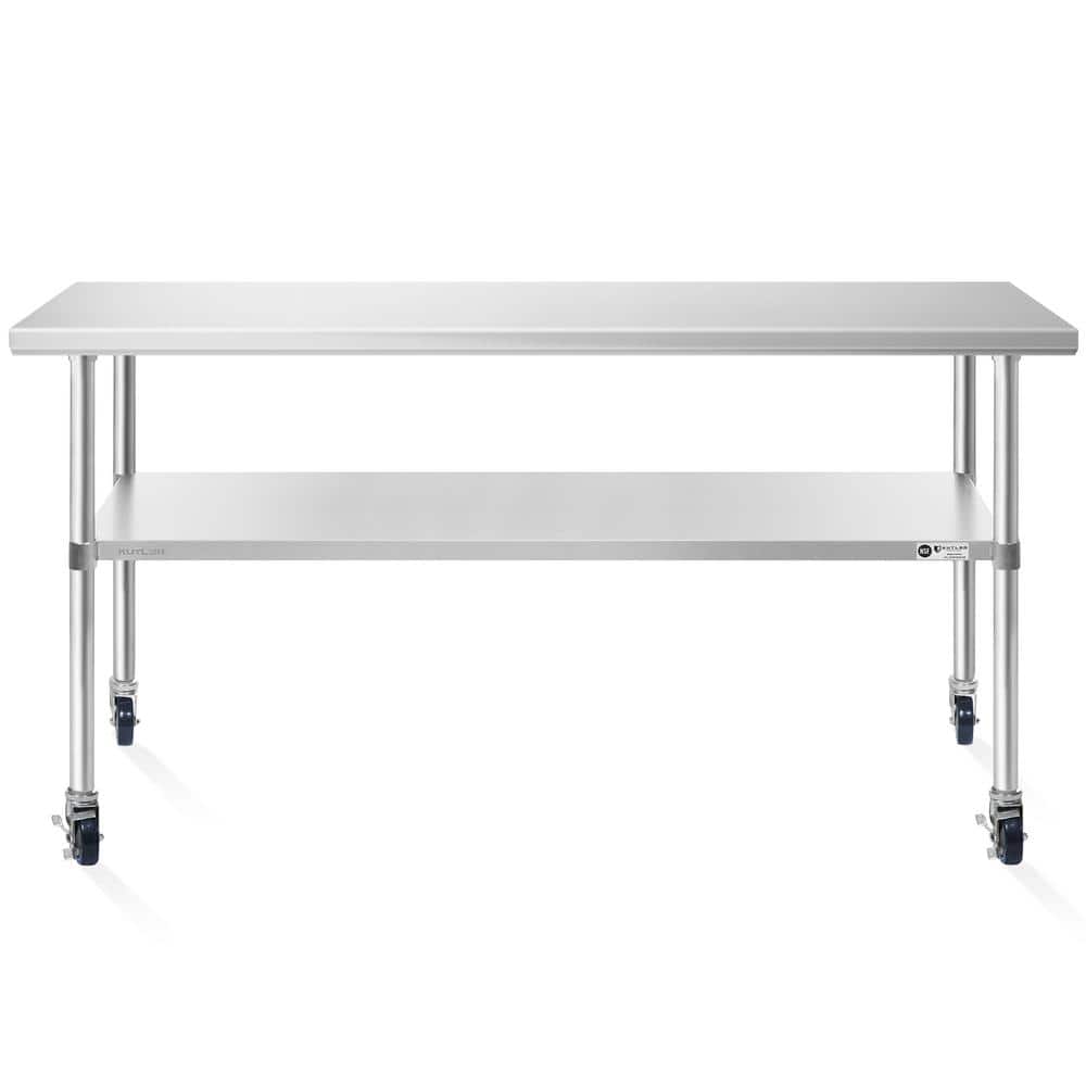 60" Stainless Steel Commercial Kitchen Prep Table with Casters