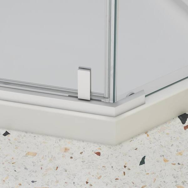 TOOLKISS 34.75 in. W x 72 in. H Neo-Angle Pivot Semi Frameless Corner Shower Enclosure in White with Clear Glass