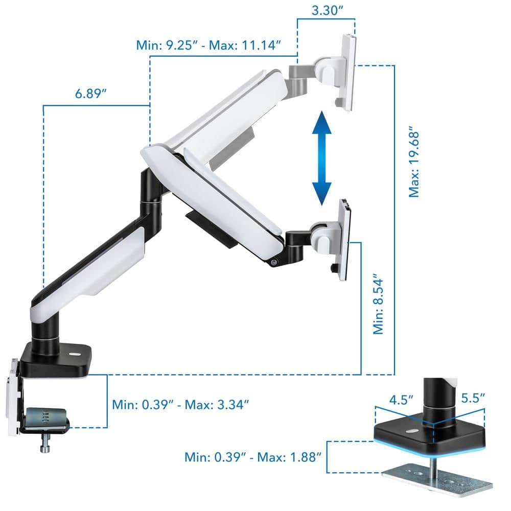 Heavy-Duty Full-Motion Ultrawide Monitor Arm with RGB Lighting