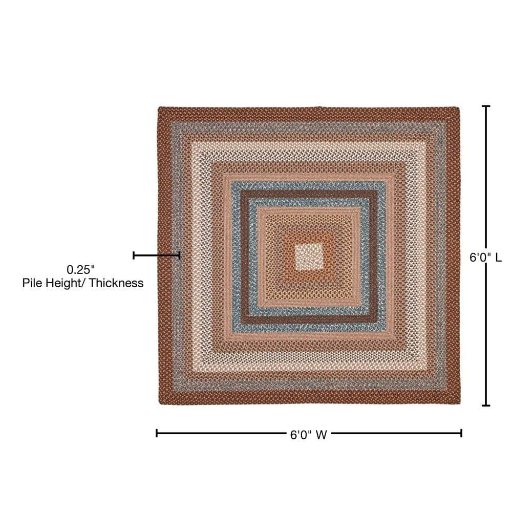Handwoven Reversible Braided Square Rug in Vibrant Blue - Synthetic, Easy Care