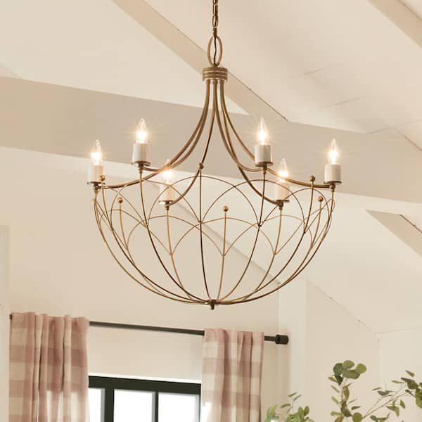 Topiary 28.25 in. 6-Light Character Bronze Vintage Candle Circle Chandelier for Dining Room