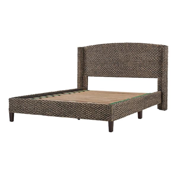 JAYDEN CREATION Hubert Traditional Brown Wood Frame King Platform Bed with Wingback Design