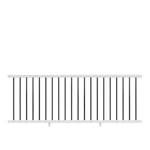 Traditional 8 ft. x 36 in. (Actual Size: 92 x 33 1/4" in.) White PolyComposite Vinyl Rail Kit with Black Metal Balusters