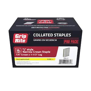 1-1/2 in. x 1/4 in. 18-Gauge Electrogalvanized L Style Narrow Crown Staples (5,000- Per Box)