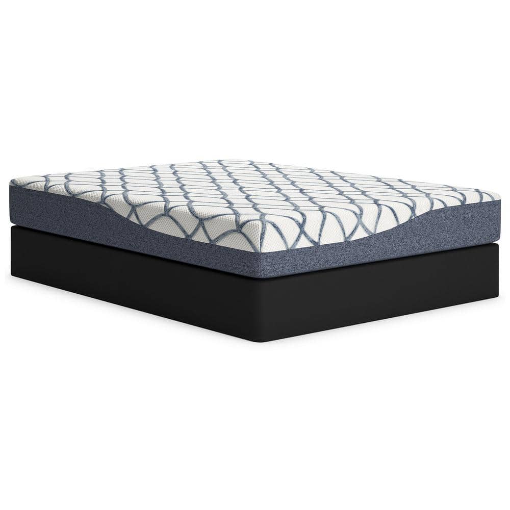 Blue and White 10-Inch Queen Memory Foam Mattress