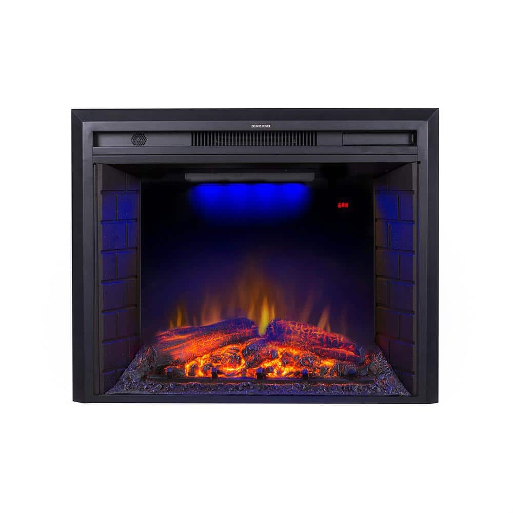 Black 35 in. 400 sq. ft. Recessed Electric Fireplace with Remote Control an