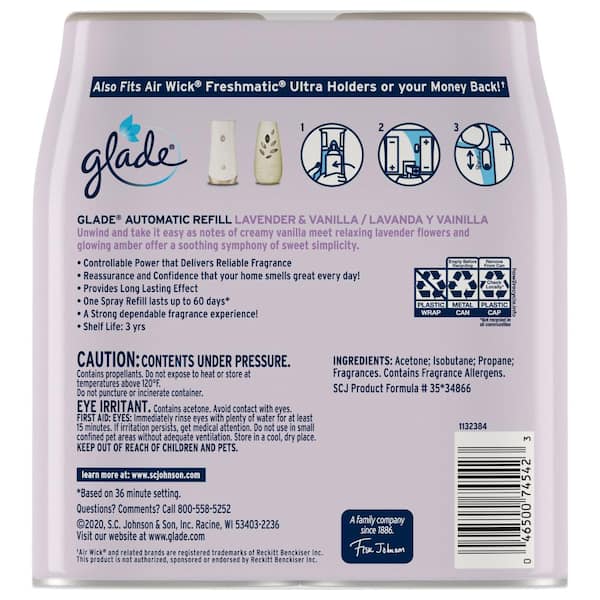 Glade 6.2 oz. Lavender and Vanilla Automatic Air Freshener Refill (2-Count)  310910 - The Home Depot
