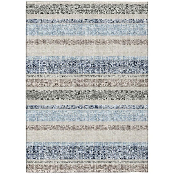 Chantille Machine Washable Indoor/Outdoor Abstract ACN2122 Navy 2 ft. 6 in. x 3 ft. 10 in. Area Rug