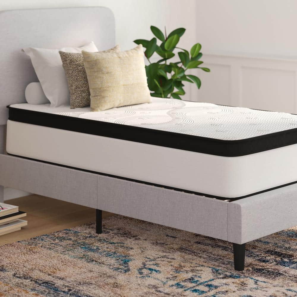 Twin 12" White and Black Innerspring Adjustable Mattress