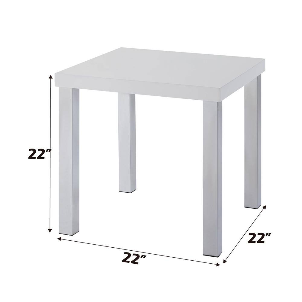Harta 22'' White High Gloss and Chrome End Table