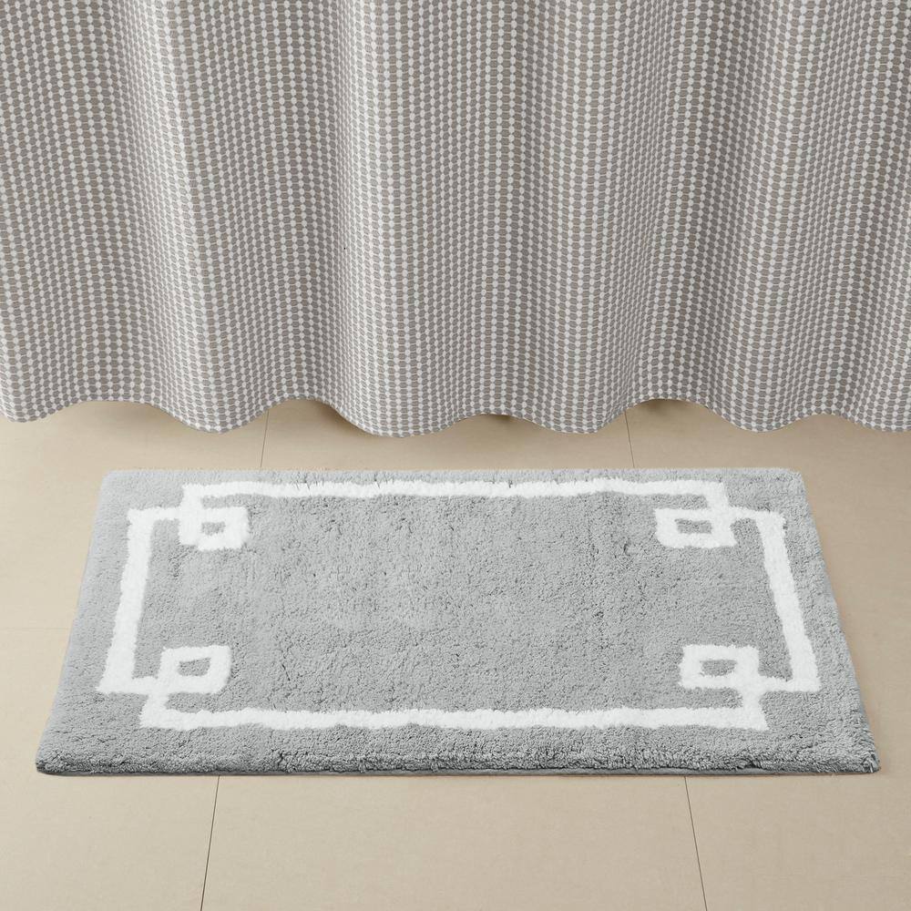 Evan 40" x 24" Gray Cotton Tufted Bath Rug