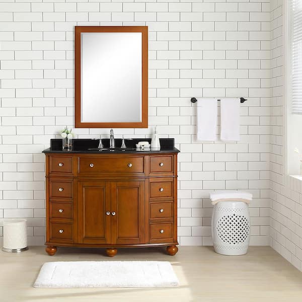 Home Decorators Collection Hampton Harbor 45 in. W x 22 in. D x 34 in. H Single Sink Bath Vanity in Sequoia with Black Granite Top