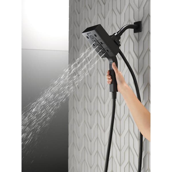 In2ition 4-Spray Patterns 2.5 GPM 4.5 in. Wall Mount Dual Shower Heads in Matte Black