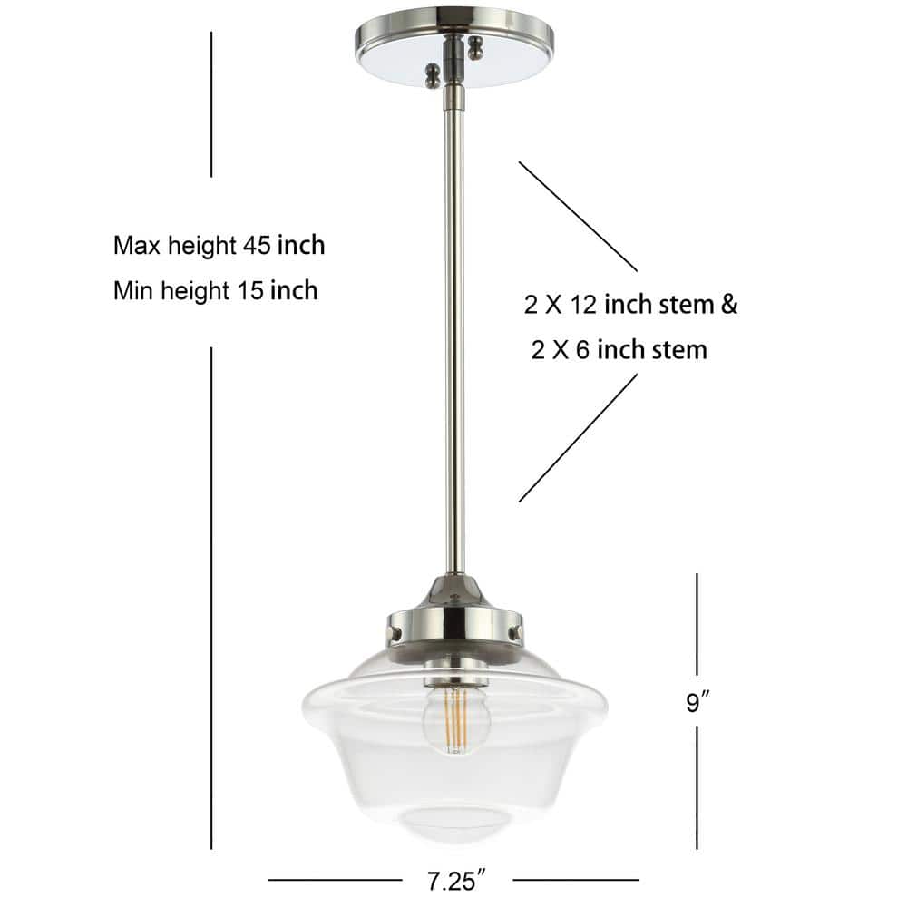 Kurtz 7.25" Chrome Glass LED Pendant Light