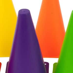 9 in. Plastic Sports Training Cones (Mixed Colors, Set of 6)