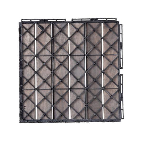 Unbranded - 1 ft. x 1 ft. Solid Wood Square Light Gray Interlocking Deck Tiles for Patio, Bancony, Pool Side (20 PCS)