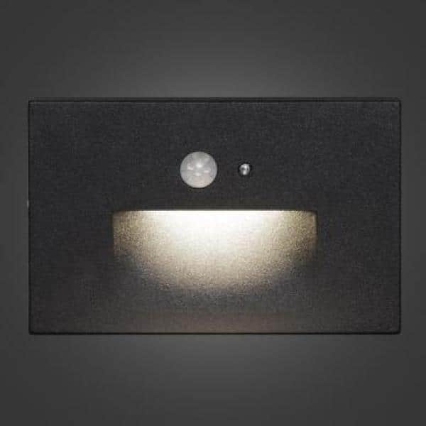 Black Integrated LED Recessed Stair Light with Motion Detection