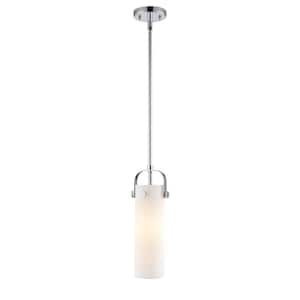 Pilaster II Cylinder 100-Watt 1 Light Polished Chrome Shaded Pendant Light with Frosted glass Frosted Glass Shade