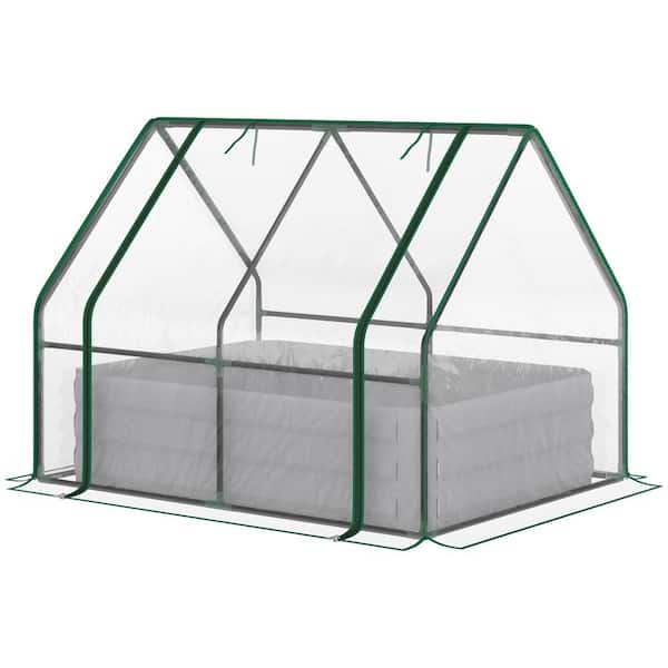 Outsunny 37.5 in. W x 50 in. D x 36.25 in. H Steel Clear with Plastic Cover, Roll Up Window Greenhouse