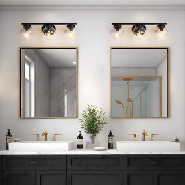 Uolfin Industrial Black Bathroom Vanity Light, 19.5 in. 3-Light