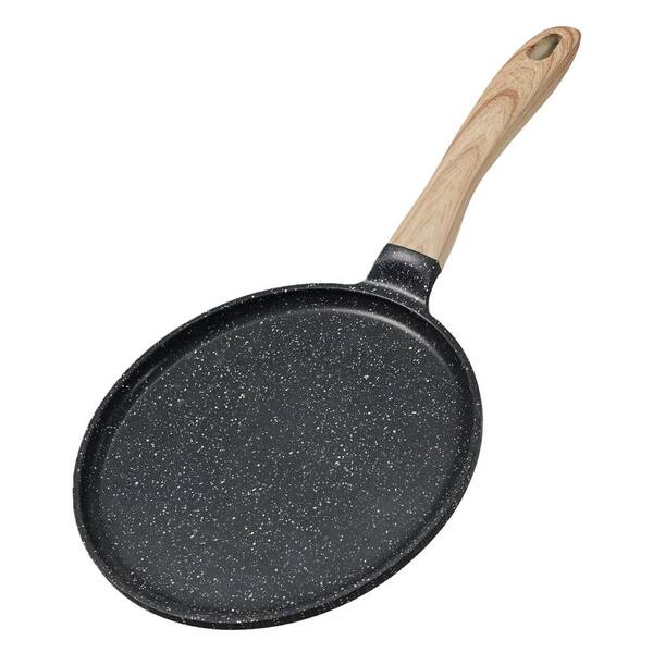 Grey 9.5 in. Nonstick Crepe Pan for Stove Top, Granite Coating Flat Pancake Pan Dosa Tawa PFOA FREE Induction Compatible