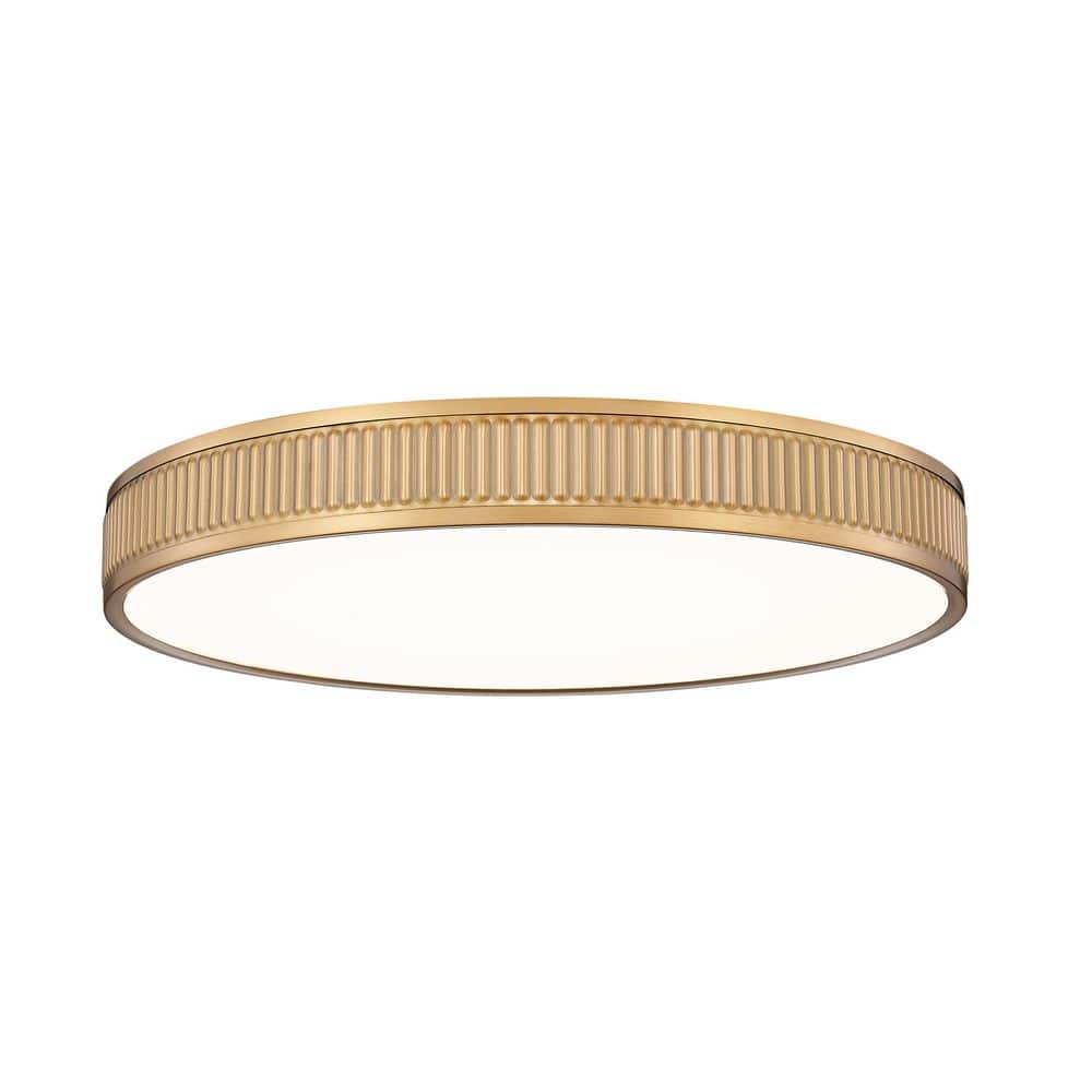 Stari 20.75 in. Modern Gold Integrated LED 1 Light Flush Mount with Frosted