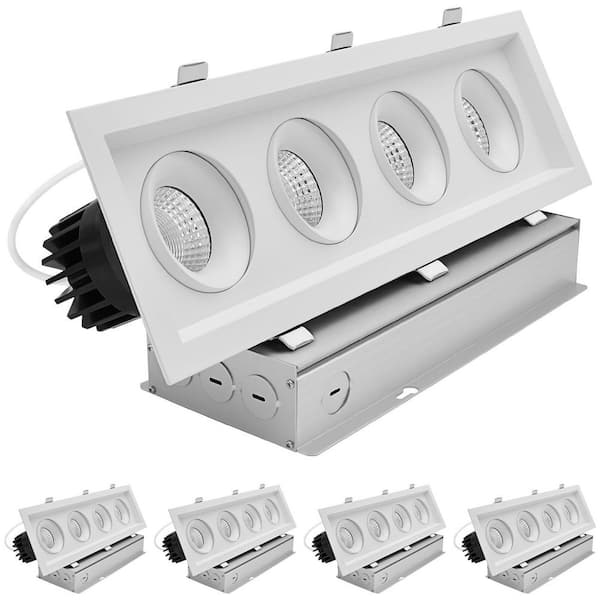 4-Head Rectangular 15 in. Adjustable CCT Gimbal Recessed Light, 360°+15° Swivel, Integrated LED Trim 60W, 4000LM 4-Pack
