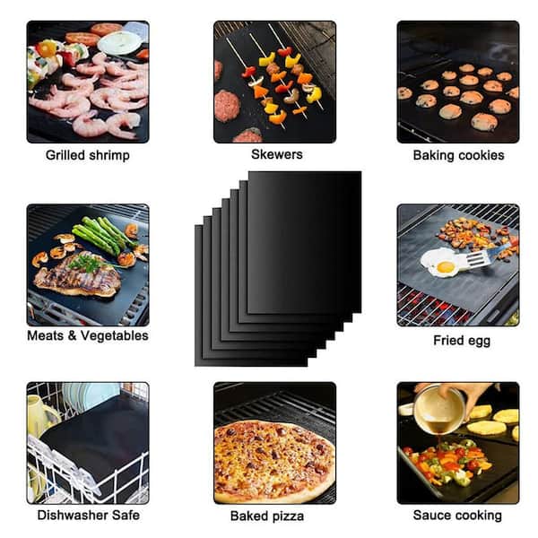 Dyiom BBQ Grill Mesh Mat, Set of 5- Non Stick, Reusable, Heavy Duty, Easy  To Clean, Suitable, 15.75x13 inches, Black B0B25RWK7S - The Home Depot