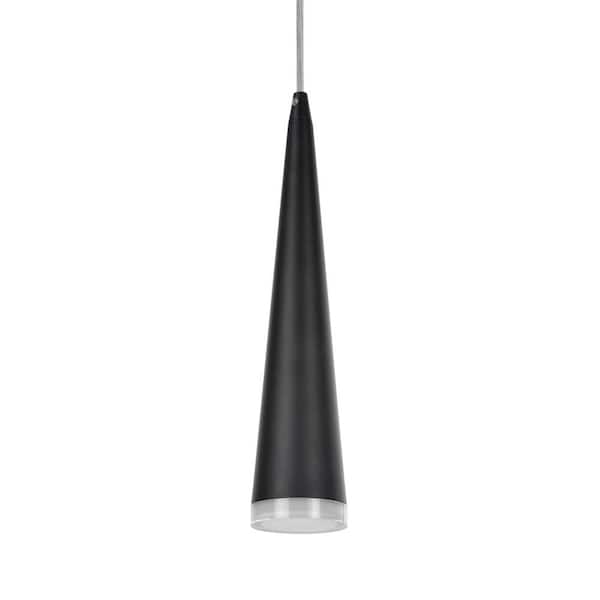Aspen Creative Corporation 1-Light Matte Black Integrated LED Mini Pendant  with Metal Shade 61022 The Home Depot