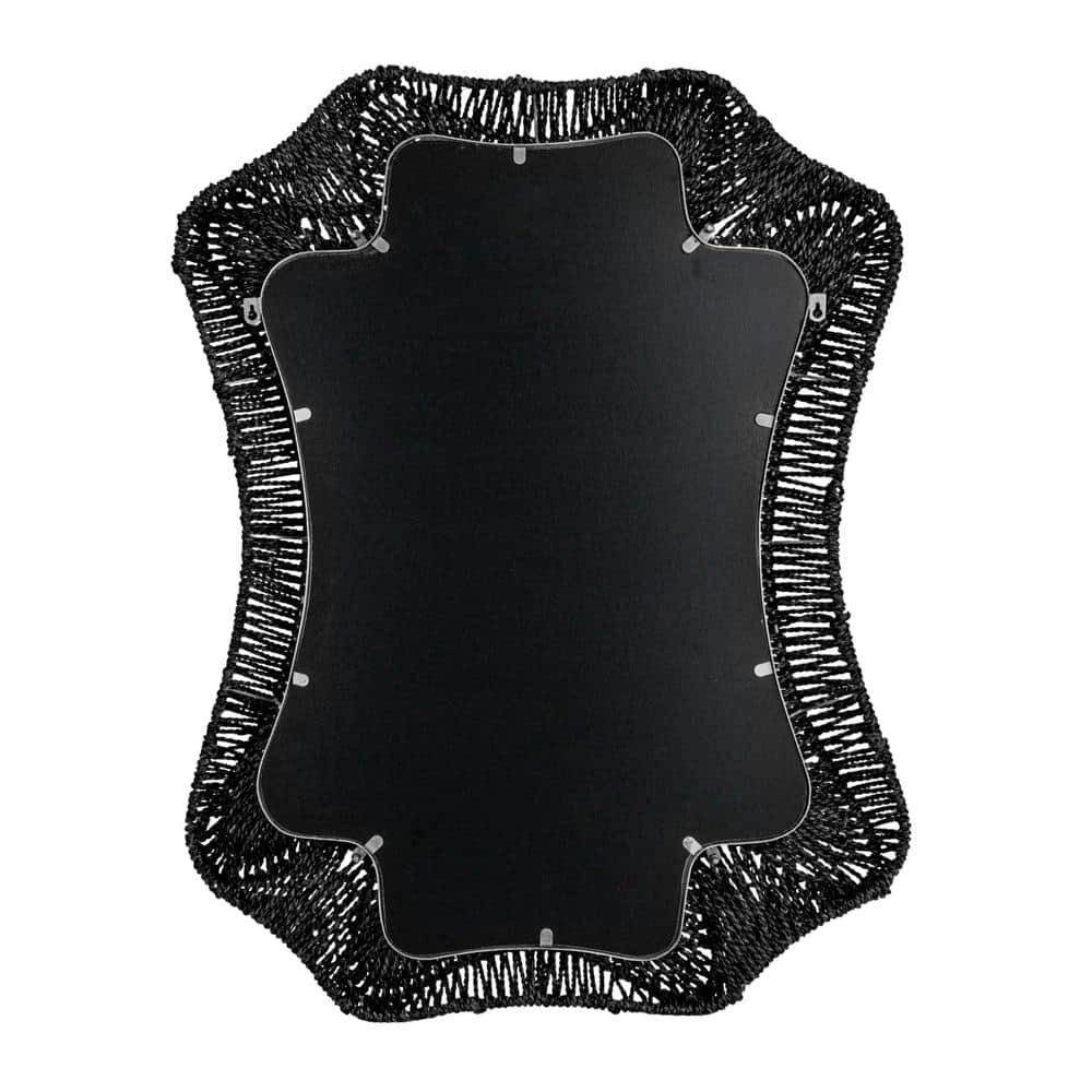 Handwoven Black Cattail Rectangular Wall Mirror