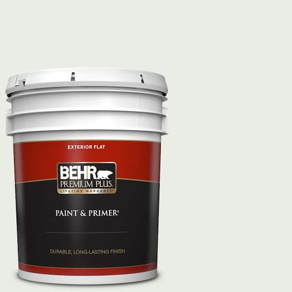 BEHR PREMIUM PLUS 5 gal. #N410-1 Silence Flat Exterior Paint & Primer