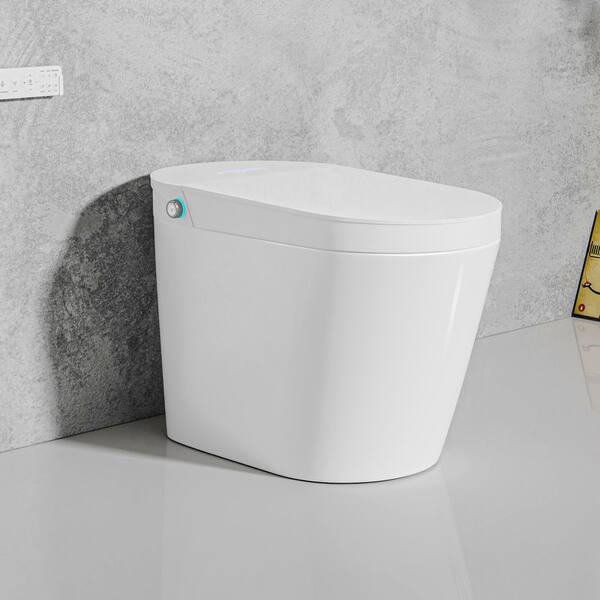 Mason Elongated Bidet Toilet 1.28 GPF in White with Auto Flush, Heated Seat, Warm Air and Remote Control