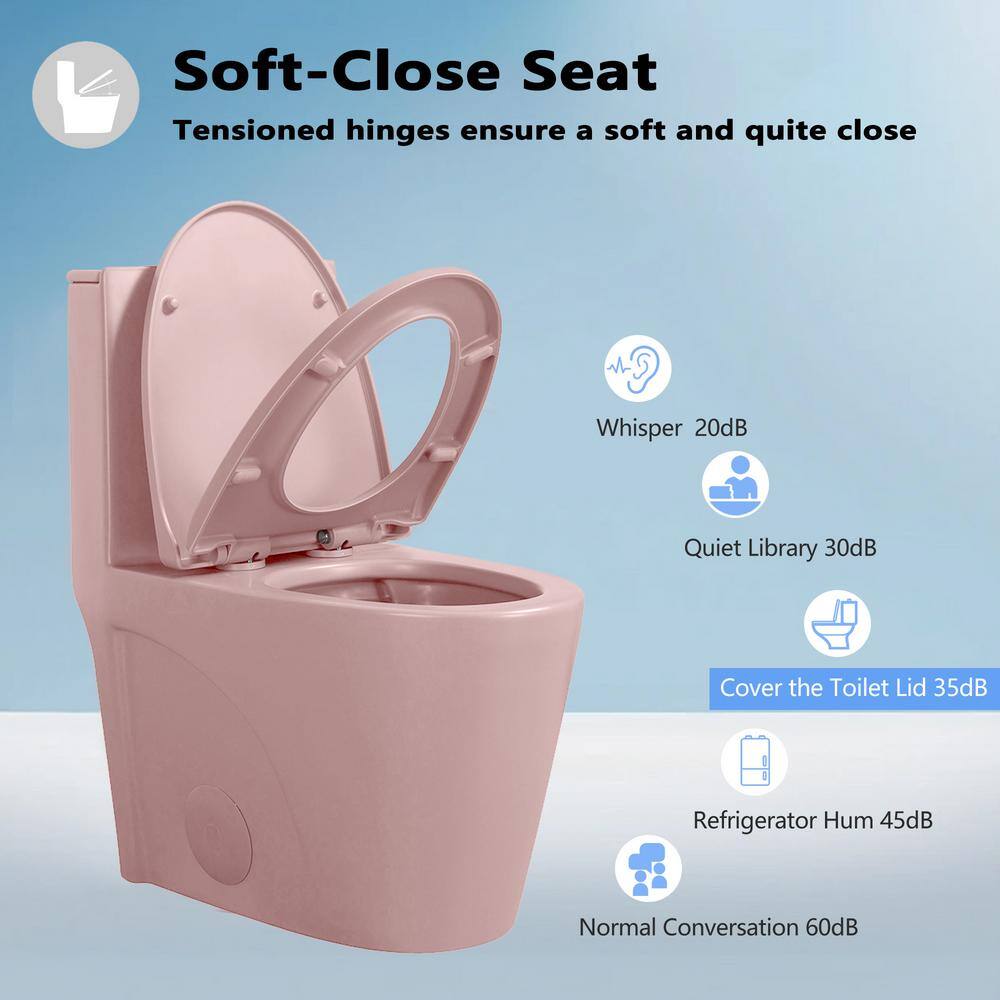 Matte Pink Elongated Dual Flush One-Piece Toilet