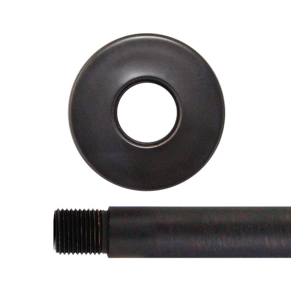 15" Rubbed Bronze Wall Mount Shower Arm with Flange