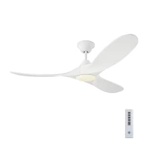 Maverick II 52 in. Integrated LED Modern Indoor/Outdoor Matte White Ceiling Fan with White Blades and Remote Control