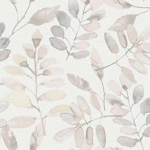 Pink Fabric Pre-Pasted Matte Pinnate Blush Leaves Strippable Wallpaper