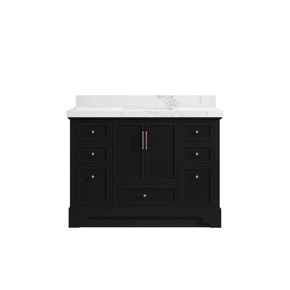 Alys 48 in. W x 22 in. D x 36 in. H Single Sink Bath Vanity in Black with 2 in. Calacatta Nuvo Top price history on PriceWatchPro