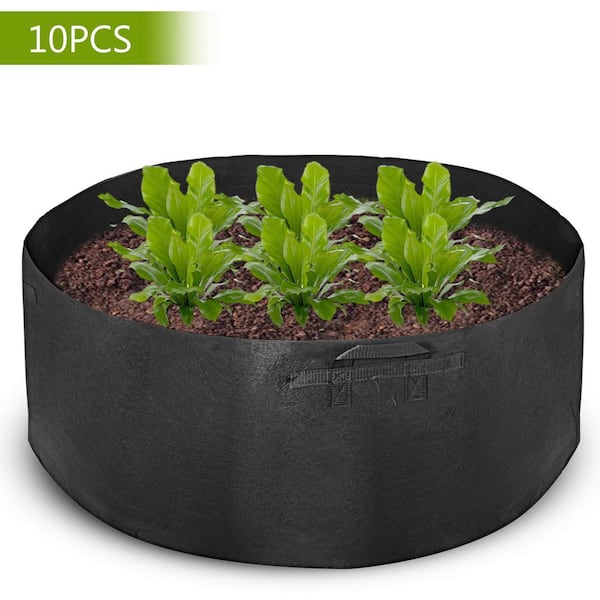 10-Pack 2gal Grow Bags/Aeration Fabric Pots w/Handles 