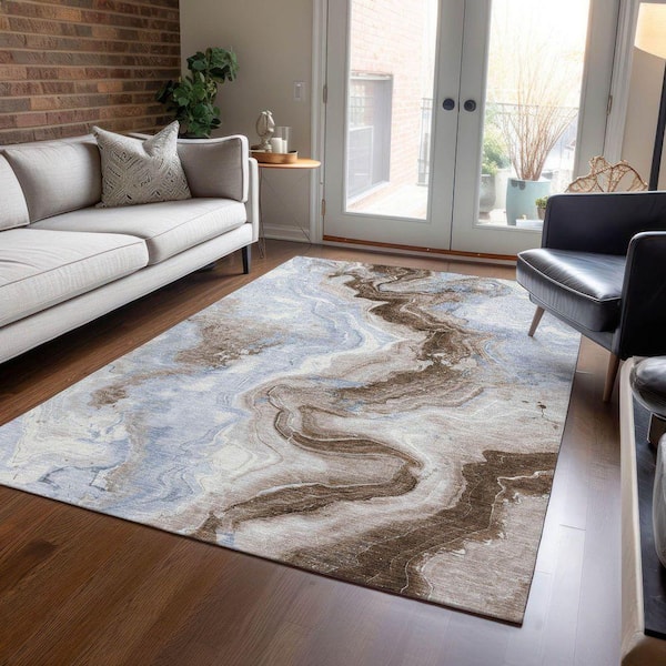 Chantille Machine Washable Indoor/Outdoor Abstract ACN1862 Taupe 8 ft. x 10 ft. Accent Rug