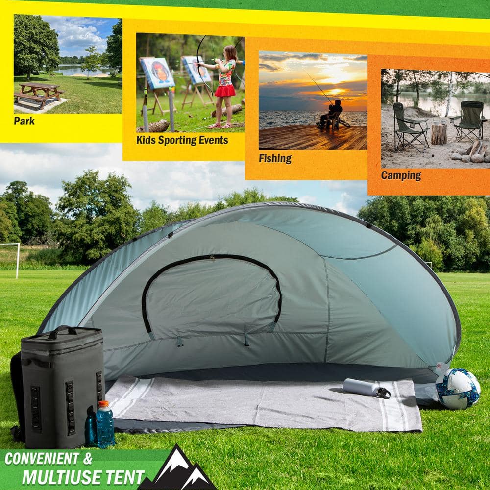 Blue Pop-Up Beach Tent with UV Protection and Carry Bag