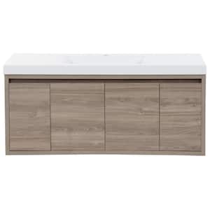 Millhaven 49 in. W x 19 in. D x 22 in. H Single Sink Floating Bath Vanity in Forest Elm with White Cultured Marble Top