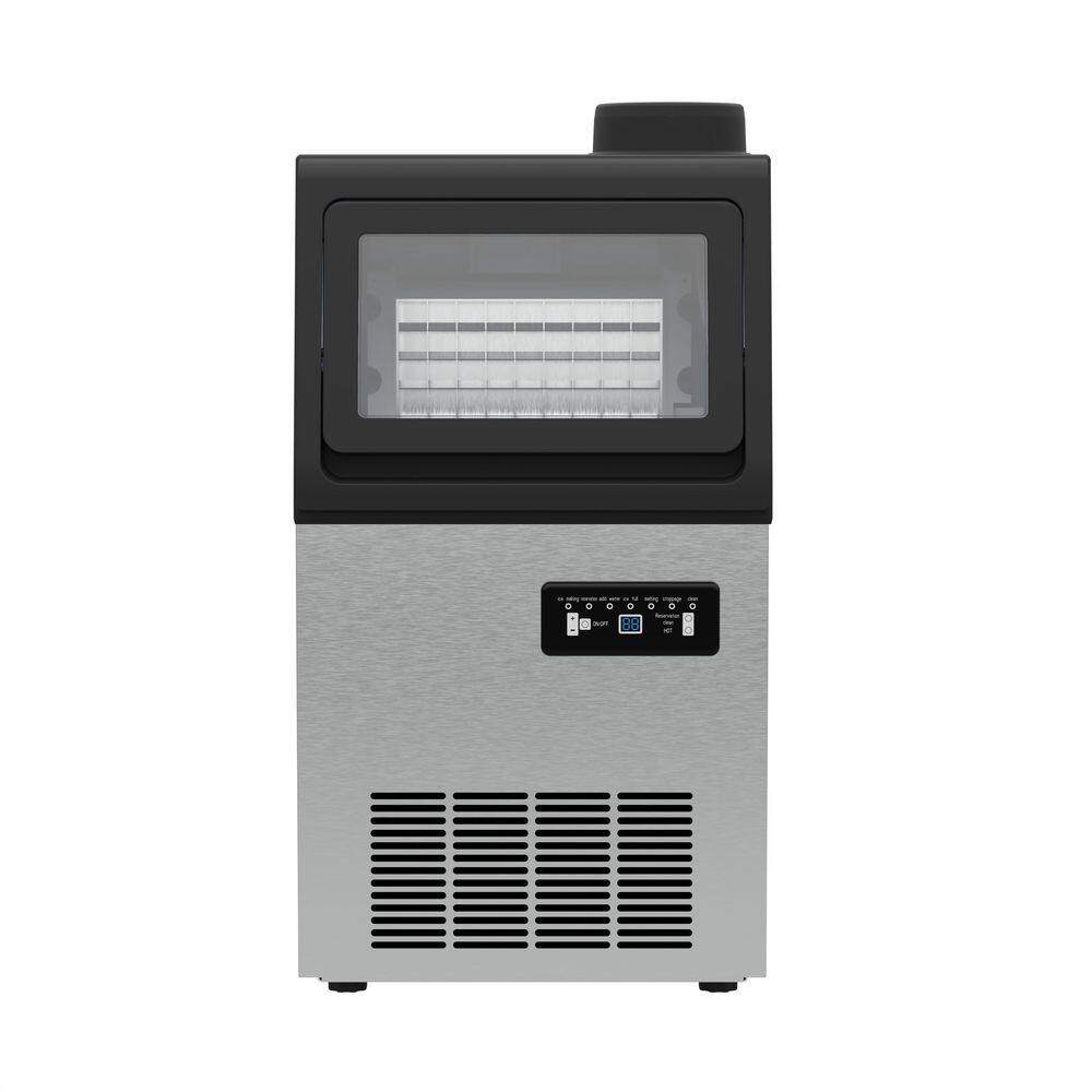 13.58 in. Stainless Steel 100 lb./24 H Freestanding Commercial Ice Maker Full Size Ice Cubes with 12 lbs. Ice Storage