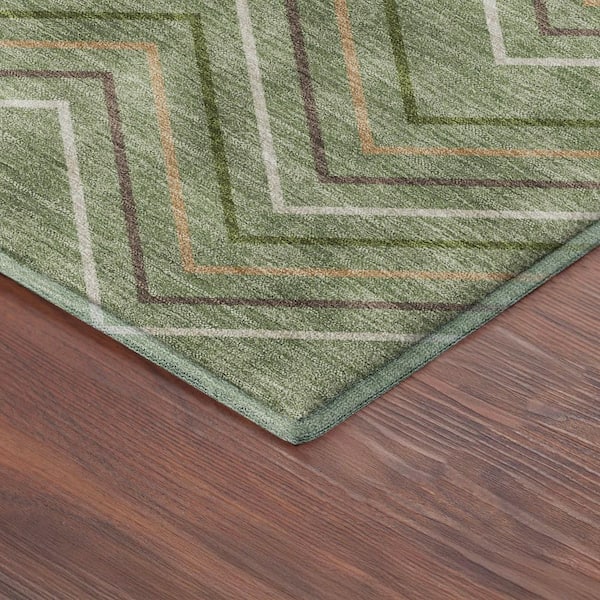 Mayfield Premium Machine Washable Abstract AMF2391 Green 10 ft. x 14 ft. Area Rug